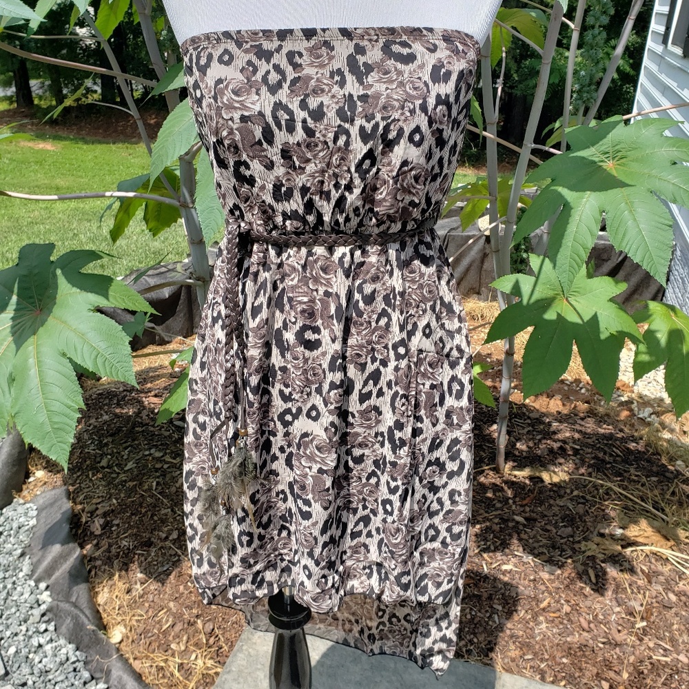 Closet Cleanout! DNA Couture Chiffon Jaguar Rose Print Dress - Picture 2 of 6